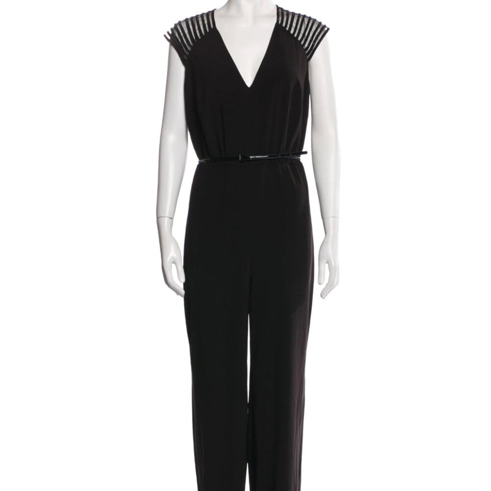 BNWT - Halston Heritage - Black V-Neck Jumpsuit with Belt - Size 8